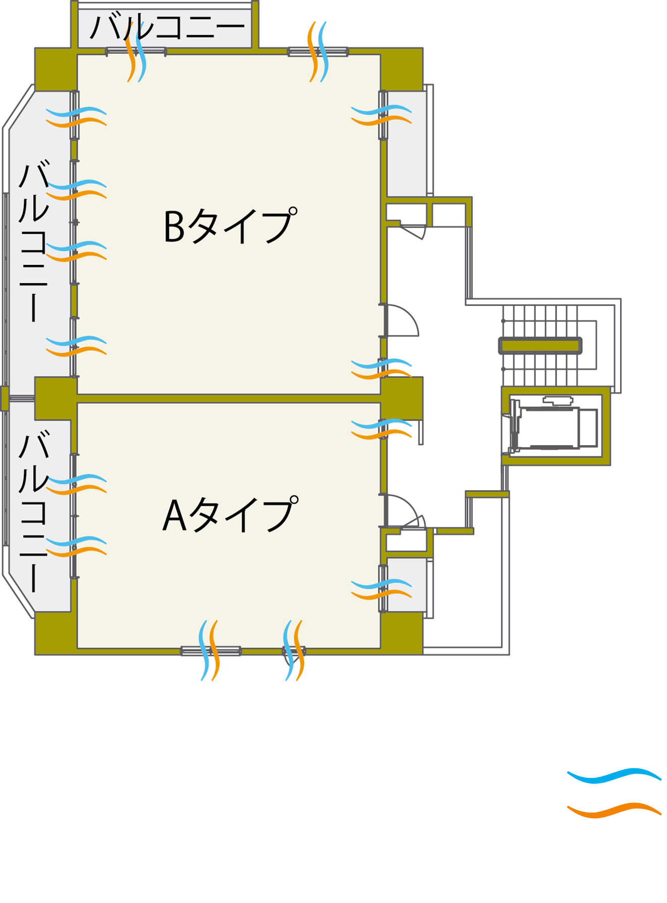 ワンフロア2戸・全戸角部屋